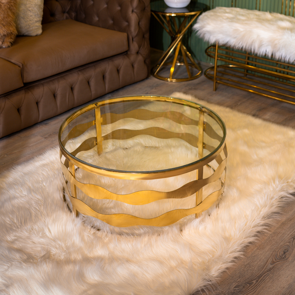 Comfy  Gold Metal and Glass Coffee Table