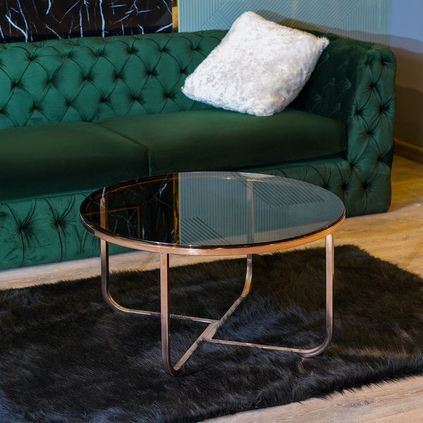 Comfy  Gold Metal and Glass Coffee Table