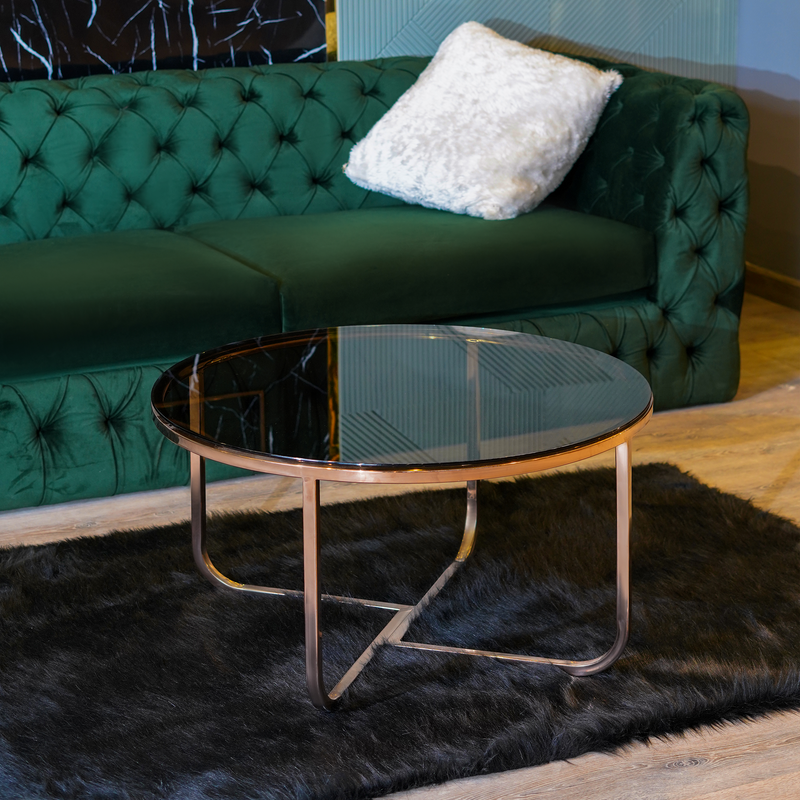 Comfy  Gold Metal and Glass Coffee Table