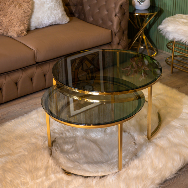 Comfy  Gold Metal and Glass Coffee Table