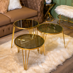 Comfy  Gold Metal and Glass Coffee Tables