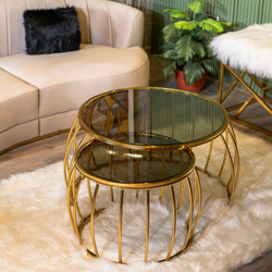 Comfy  Gold Metal and Glass Coffee Tables