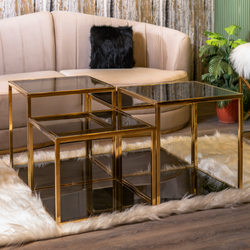 Comfy  Gold Metal and Glass Coffee Tables