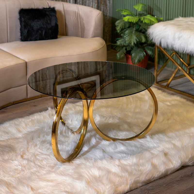 Comfy  Gold Metal and Glass Coffee Table