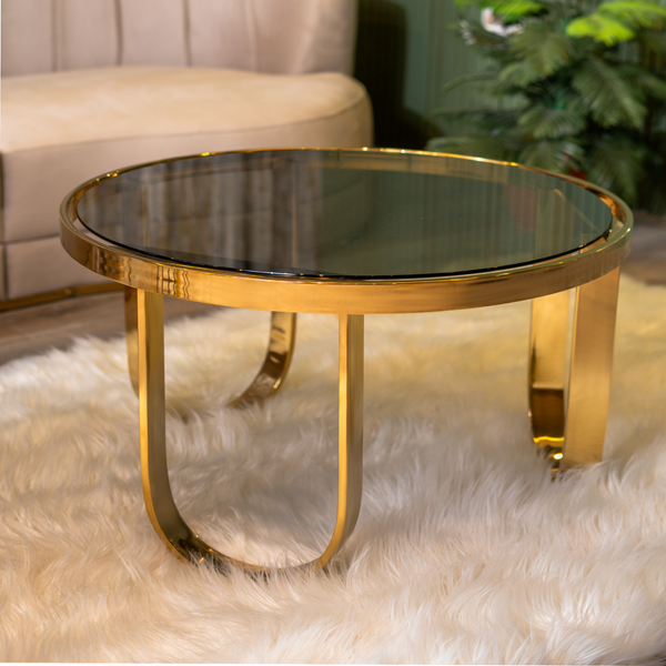 Comfy Gold and Glass Coffee Table Table