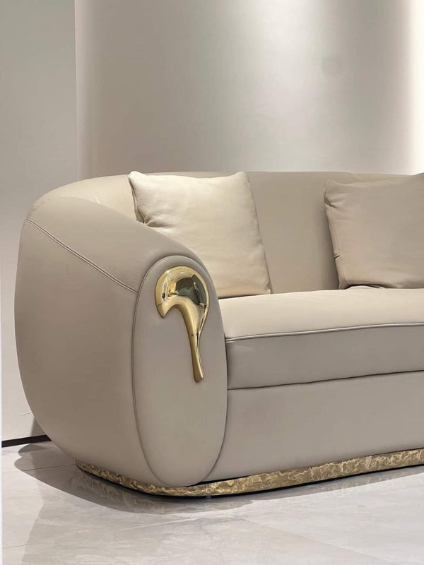 Luxury Velvet Sofa with Gold Accents