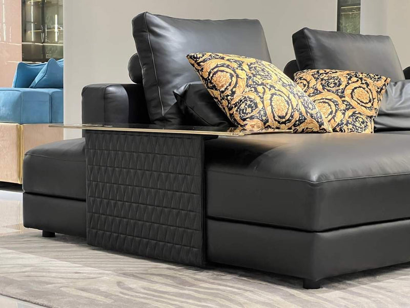 Modern Black Leather Sofa with Chic Design