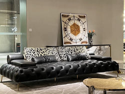 Modern Black Leather Sofa with Chic Design