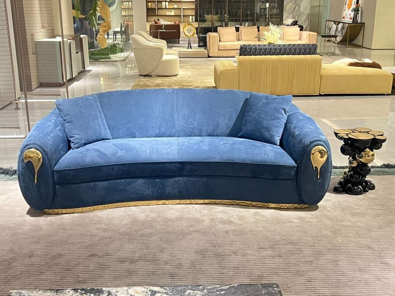 Luxury Velvet Sofa with Gold Accents