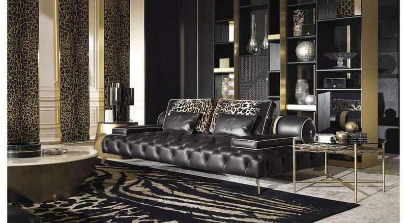 Modern Black Leather Sofa with Chic Design