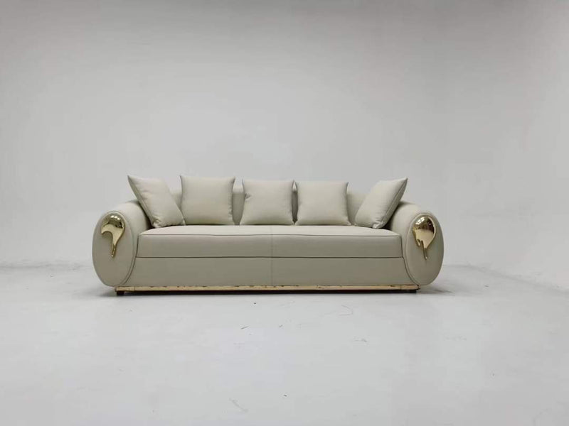 Luxury Velvet Sofa with Gold Accents