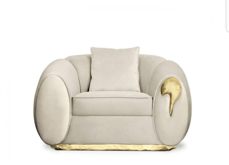 Luxury Velvet Sofa with Gold Accents