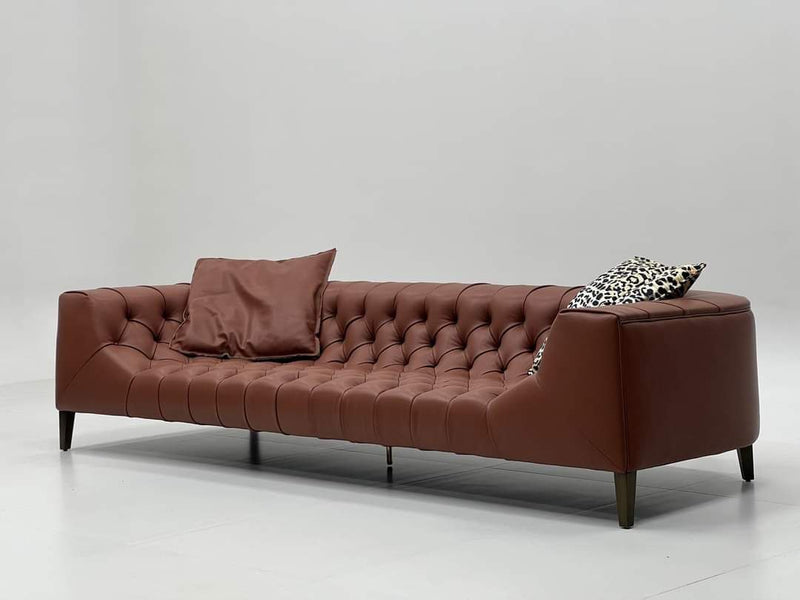 Romanian Beech Wood Sofa with Premium Turkish Leather Upholstery