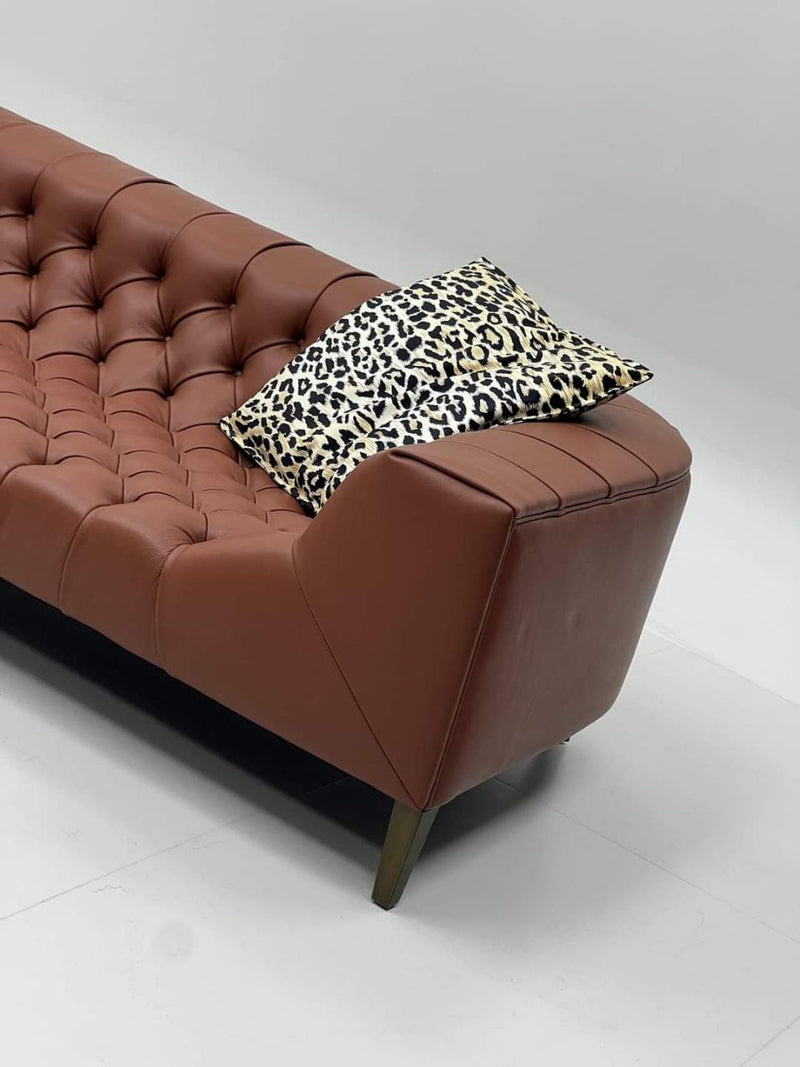 Romanian Beech Wood Sofa with Premium Turkish Leather Upholstery