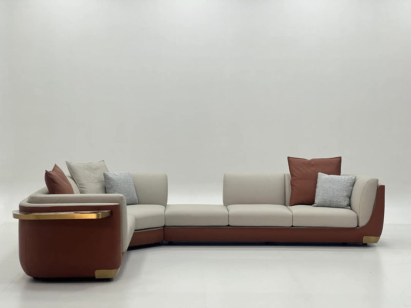 L-Shaped Sofa Set with 2 Chairs & Sofa in Romanian Beech Wood with Turkish Velvet Upholstery