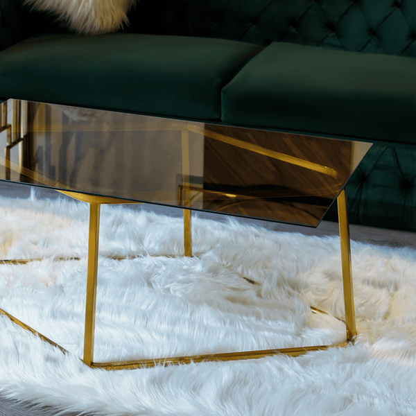 Comfy Gold Metal and Glass Coffee Table