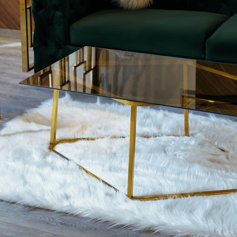 Comfy Gold Metal and Glass Coffee Table