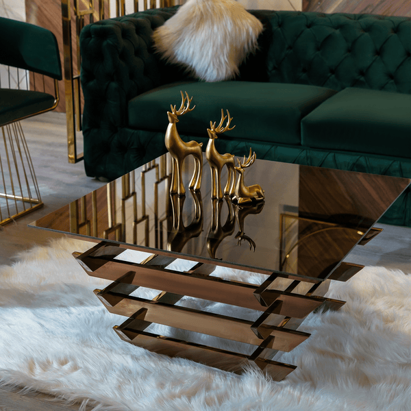 Comfy Gold Metal and Glass Coffee Table