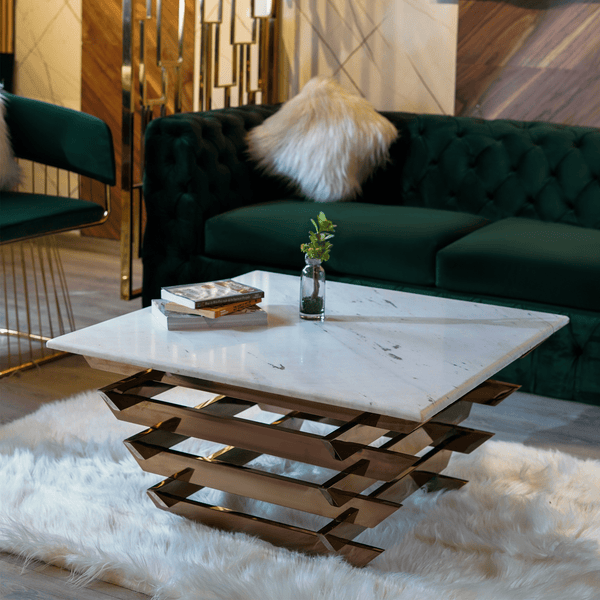 Comfy Gold Metal and marble Coffee Table