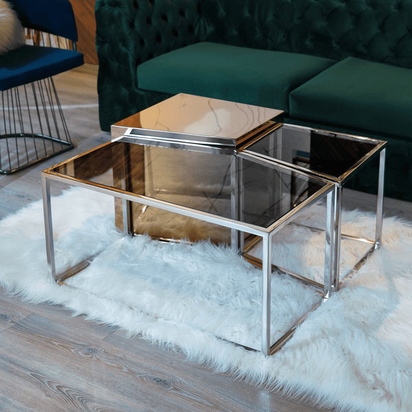 Gold Metal and Glass Coffee Table