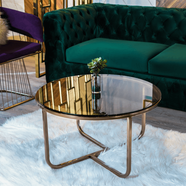 COMFY Gold Metal and Glass Coffee Table