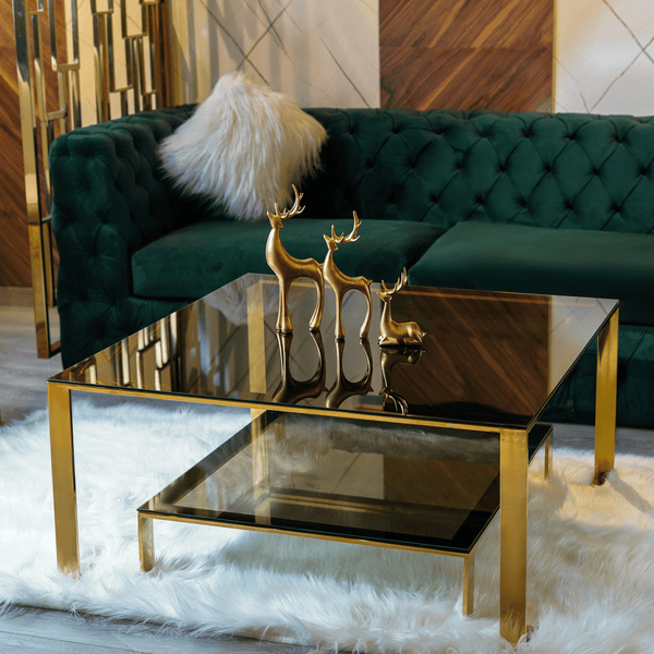 Comfy Gold and Glass Coffee Table Table