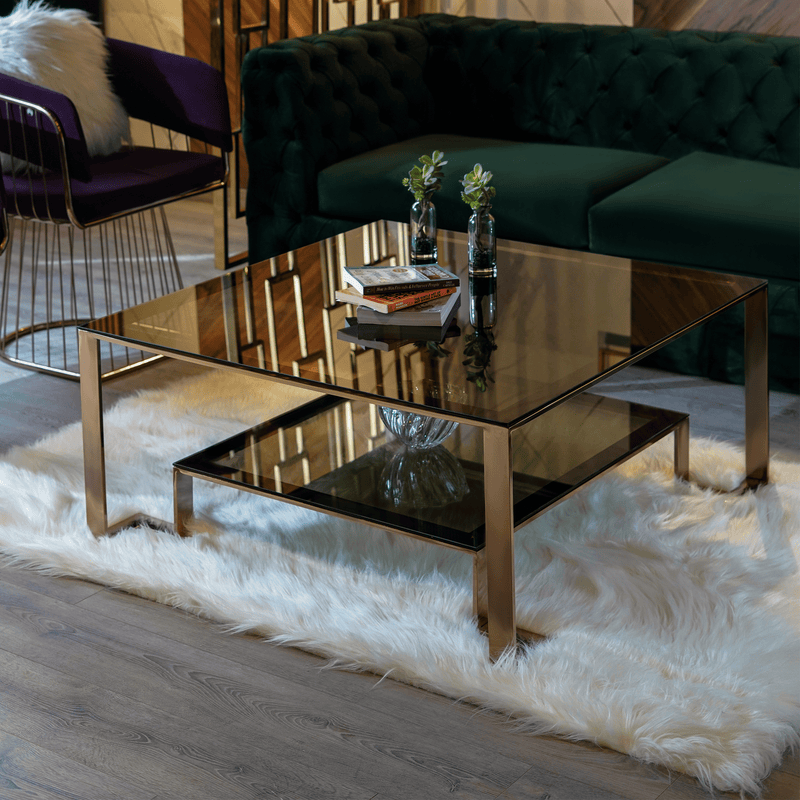 Comfy Gold and Glass Coffee Table Table