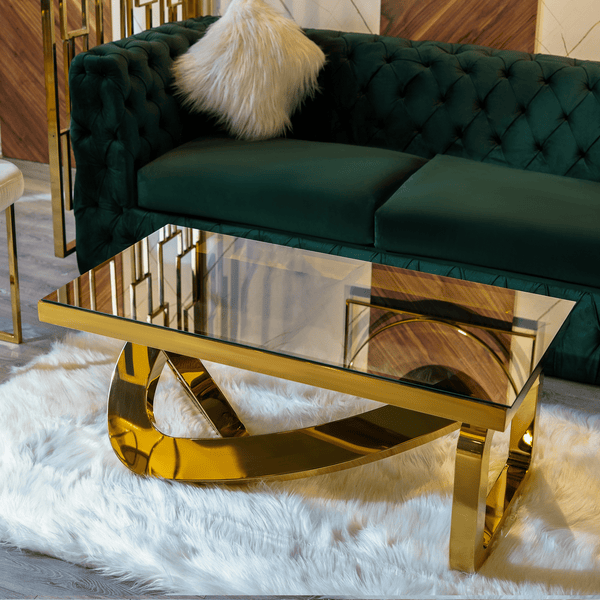 Comfy Gold Metal and Glass Coffee Table